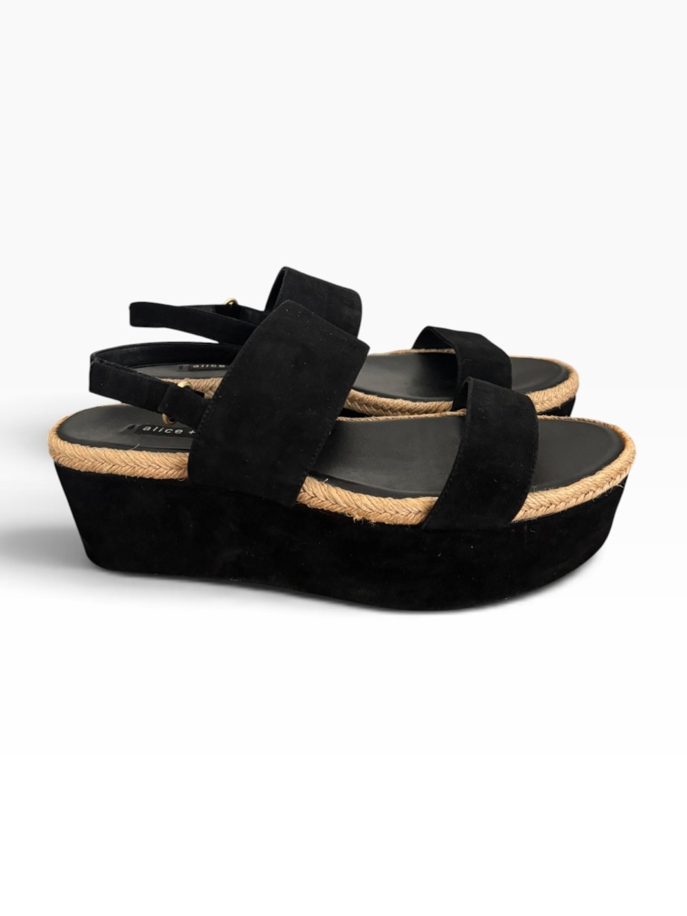 Alice + Olivia Suede Jute Platform Wedge Sandals - Size 39 - Picture 7 of 9